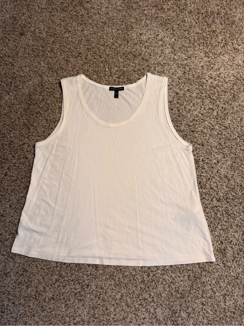 Eileen Fisher Creamy White Silk Scoop Neck Tank Top - L